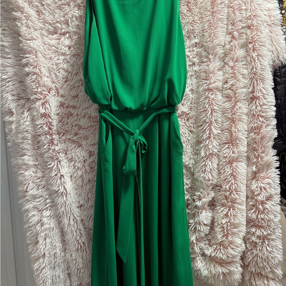 Vince Camuto Green Halter Maxi Jumpsuit Wrap Tie Front
